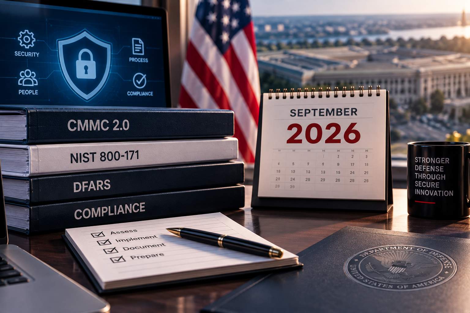 CMMC Phase 2 suspension in September 2026 with NIST 800-171 and DFARS compliance